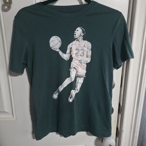 Jordan Green T-Shirt Crew Neck Graphic Basketball Player Logo Size Teen L